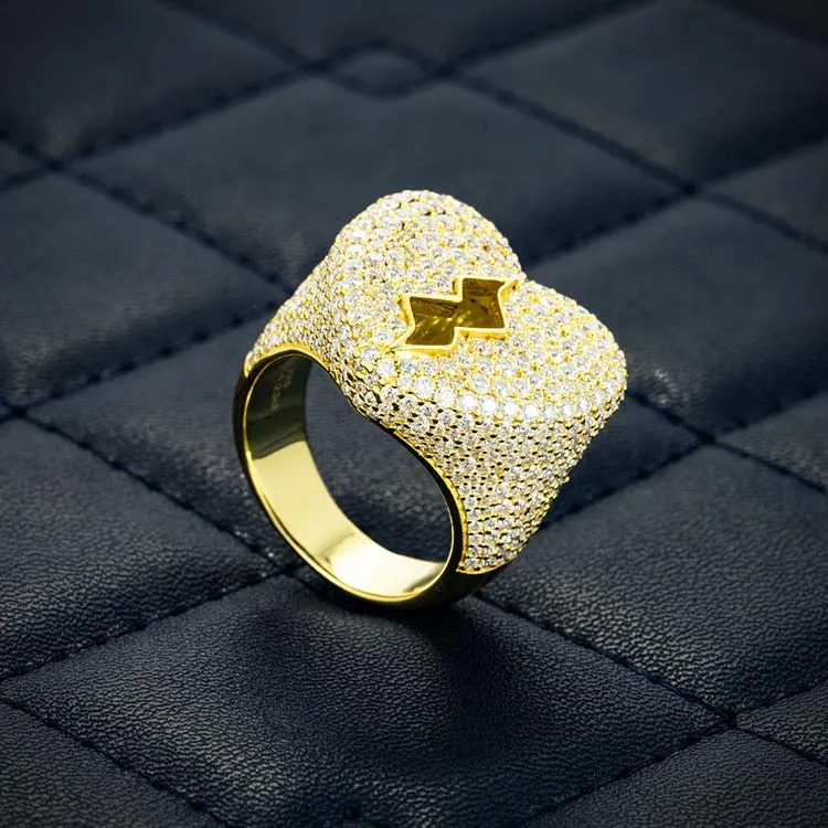 Moissanite Broken Heart Signet Ring 14K Gold