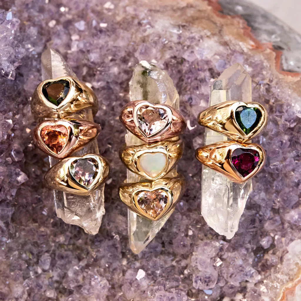 MORGANITE HEART SIGNET RING