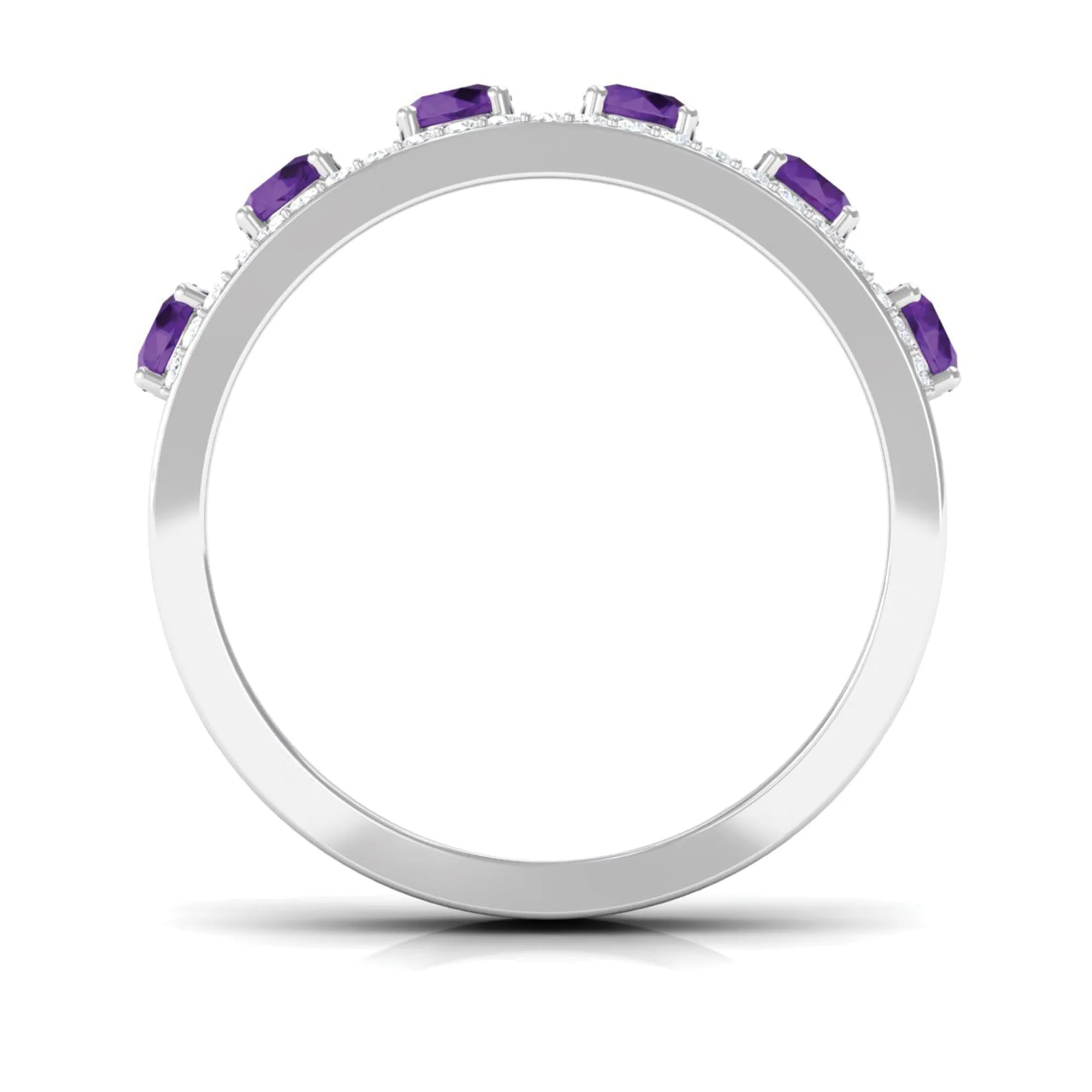 Natural Amethyst and Diamond Anniversary Ring
