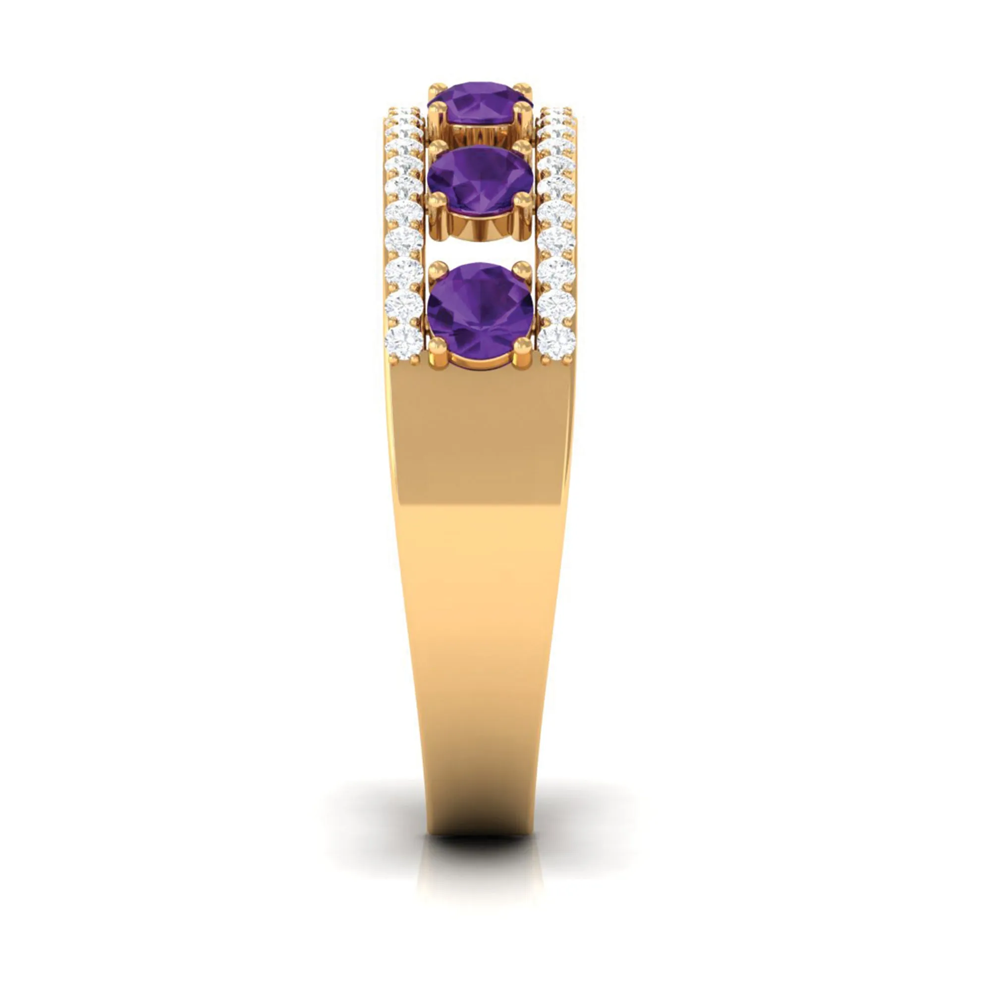 Natural Amethyst and Diamond Anniversary Ring