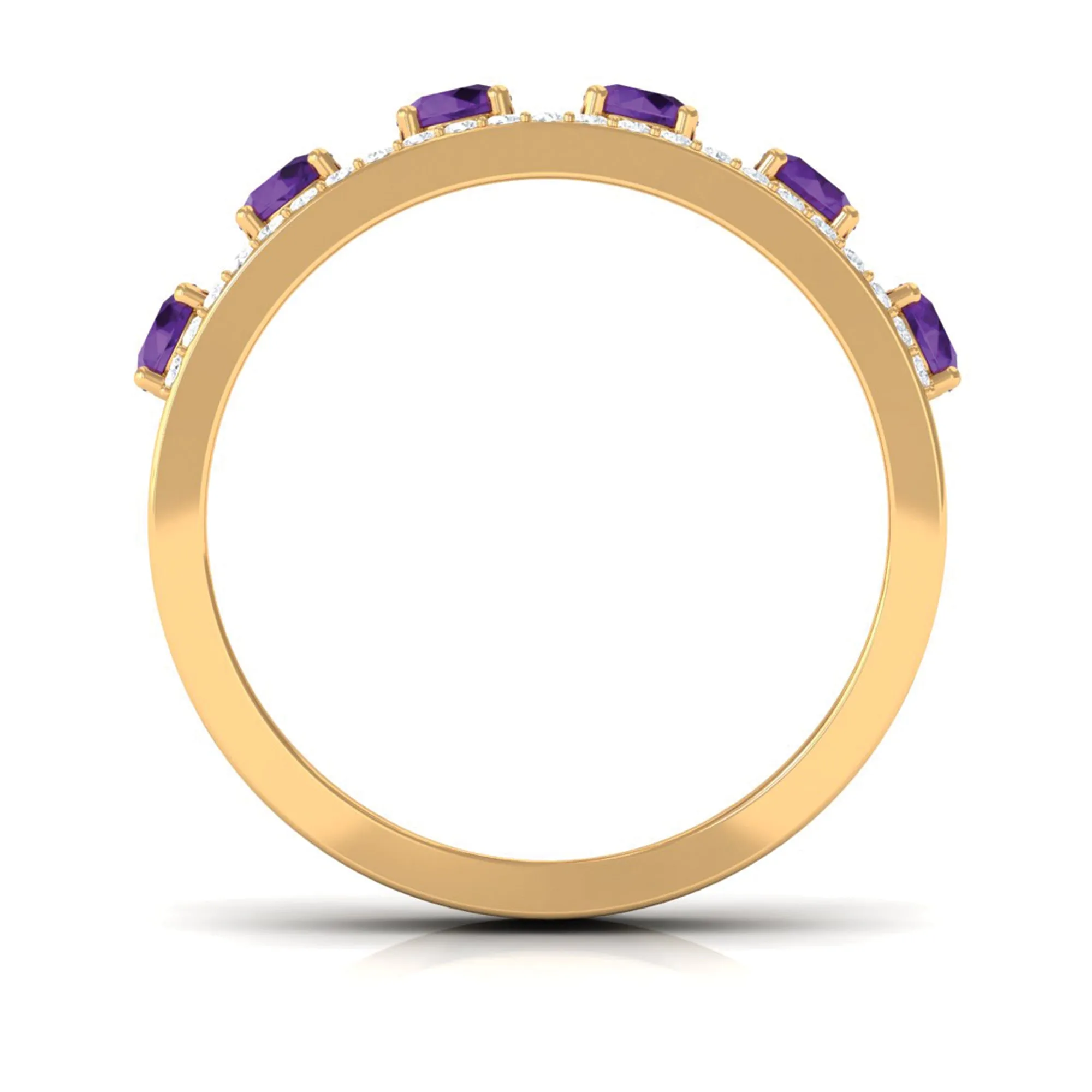 Natural Amethyst and Diamond Anniversary Ring