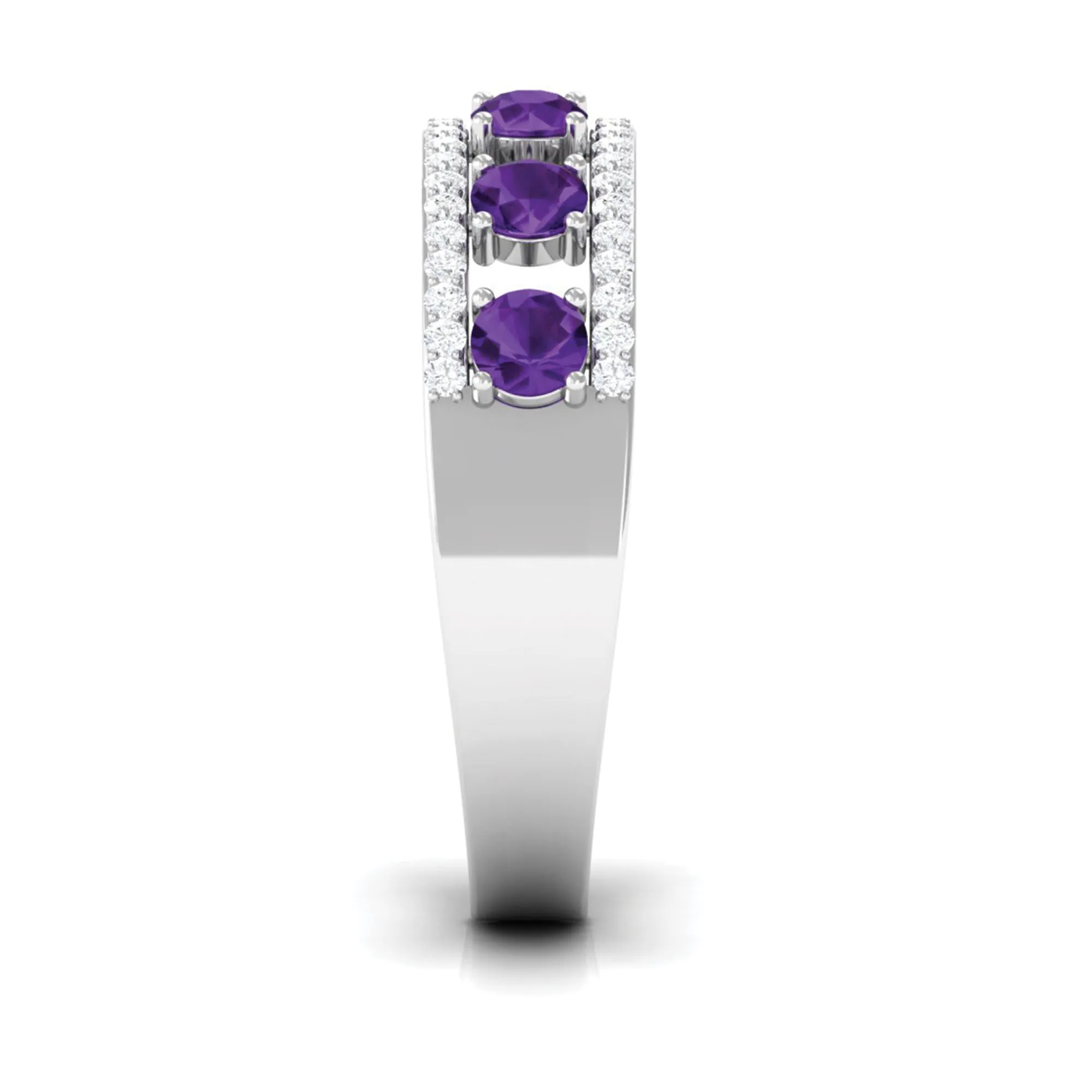 Natural Amethyst and Diamond Anniversary Ring