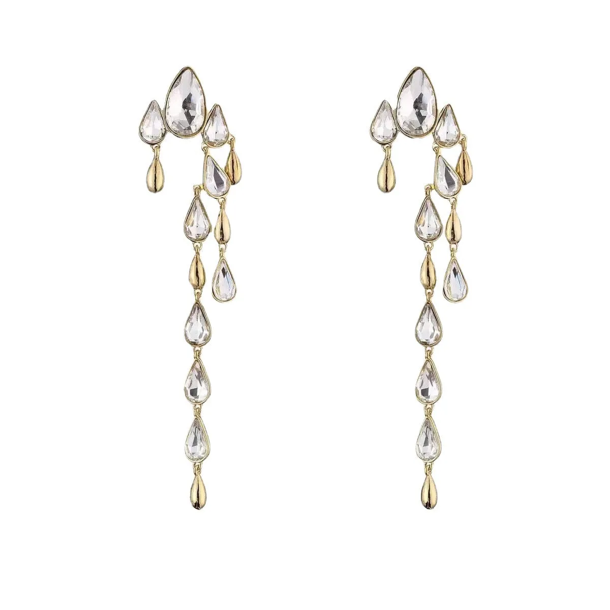New earrings, earrings, light luxury, water droplets, long tassels, slim and atmospheric, retro women