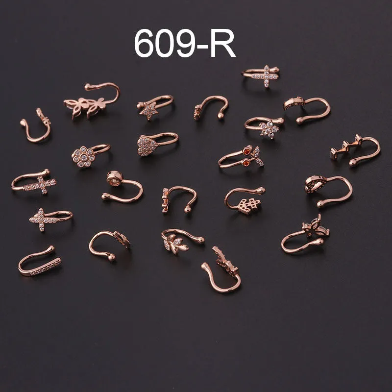 New Micro-inlaid Zircon U-shaped Nose Ear Bone Clip