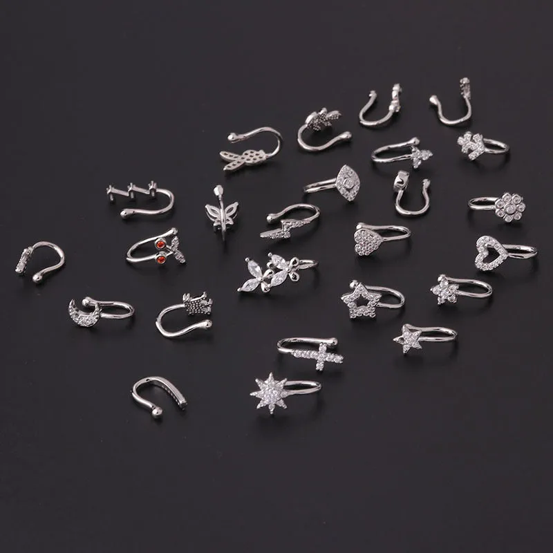 New Micro-inlaid Zircon U-shaped Nose Ear Bone Clip