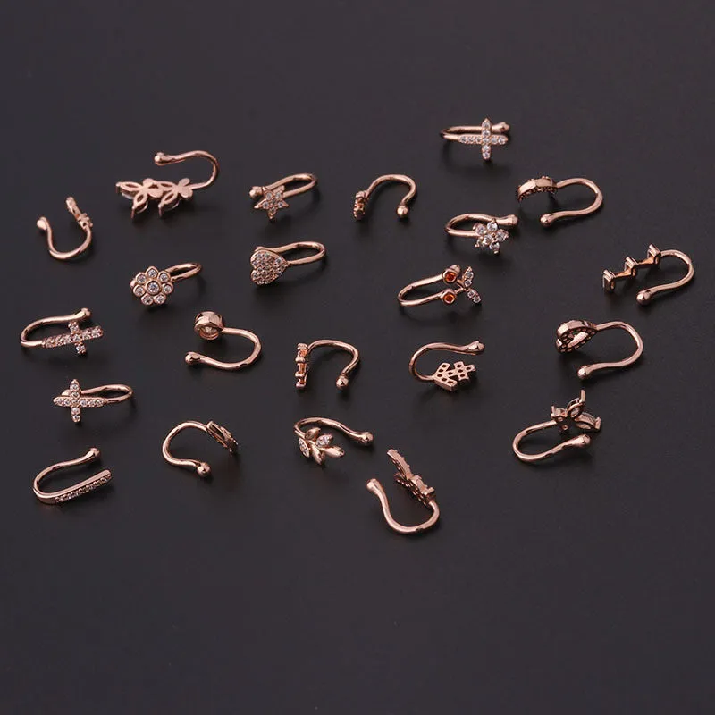 New Micro-inlaid Zircon U-shaped Nose Ear Bone Clip