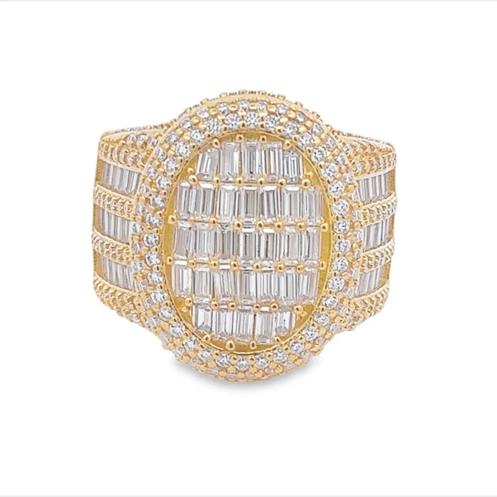 Oval Cocktail Baguette VVS Moissanite Ring .925 Sterling Silver