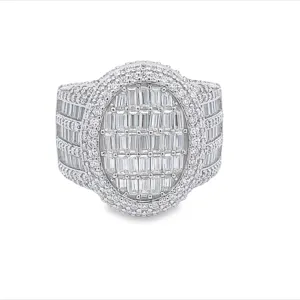 Oval Cocktail Baguette VVS Moissanite Ring .925 Sterling Silver