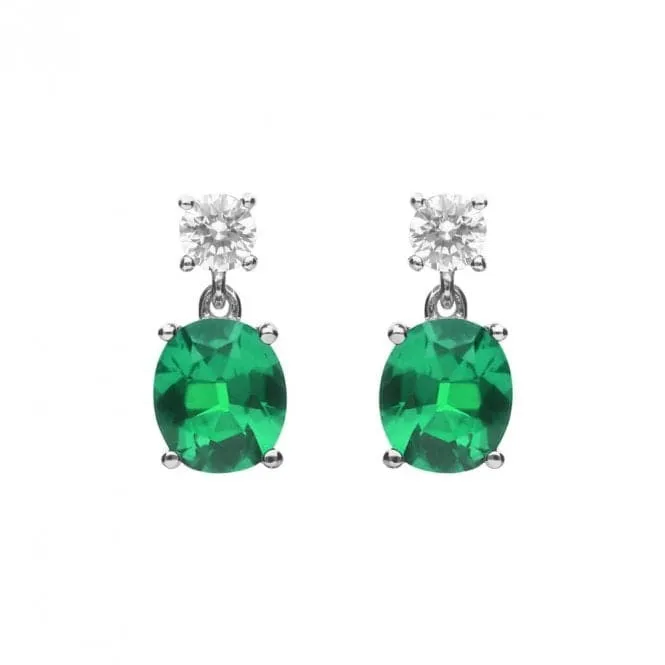 Oval Green Zirconia Drop Earrings E6199