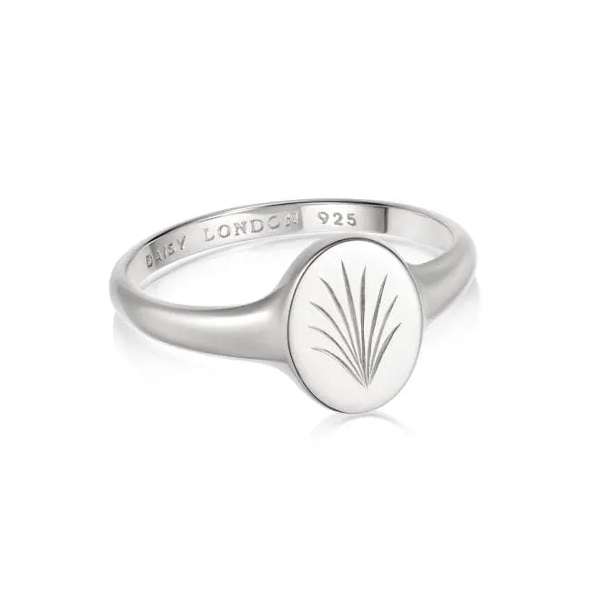 Palm Leaf Signet Sterling Silver Ring WR02_SLV