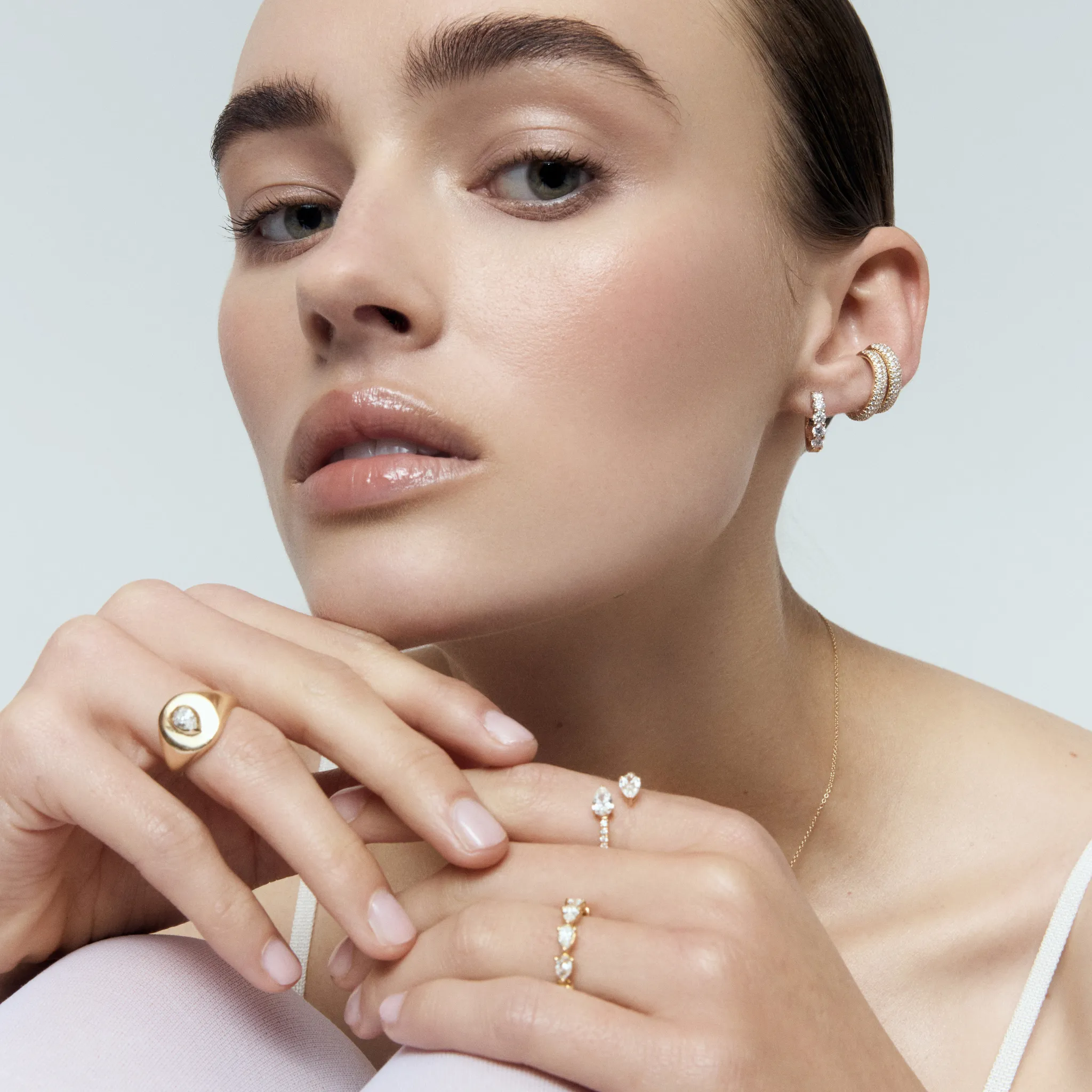 Pear Diamond Bezel Set Signet Ring