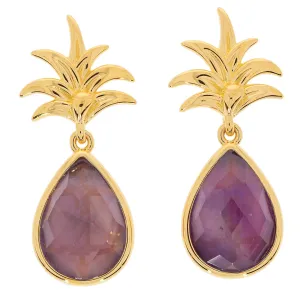 Pear Purple Amethyst Sterling Silver Earrings with Accent
