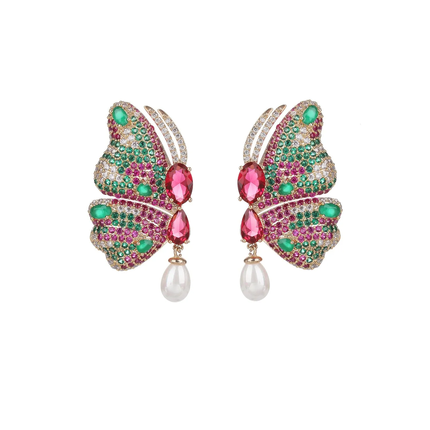 Pearl Cubic Zircon Butterfly Earrings for Weddings Parties Formal Events
