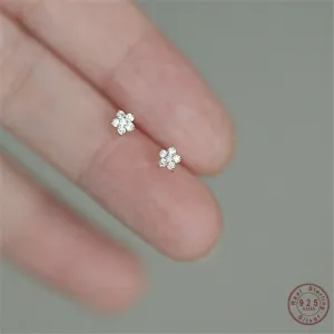 Plated Silver Gold Flower Earrings