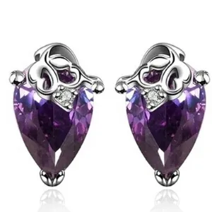 Platinum Plated Amethyst CZ Earrings
