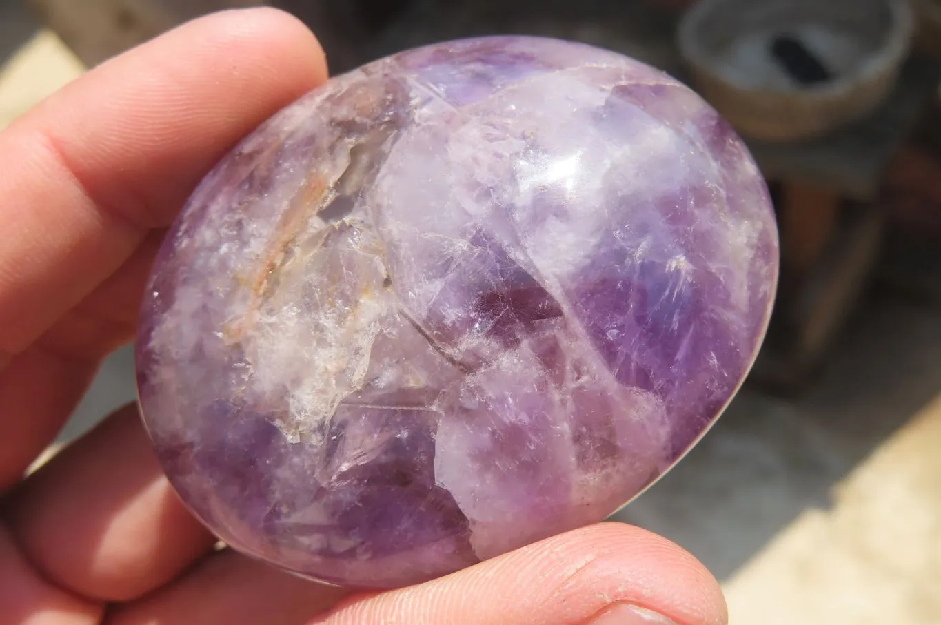 Polished Chevron Amethyst Palm Stones x 35 From Madagascar