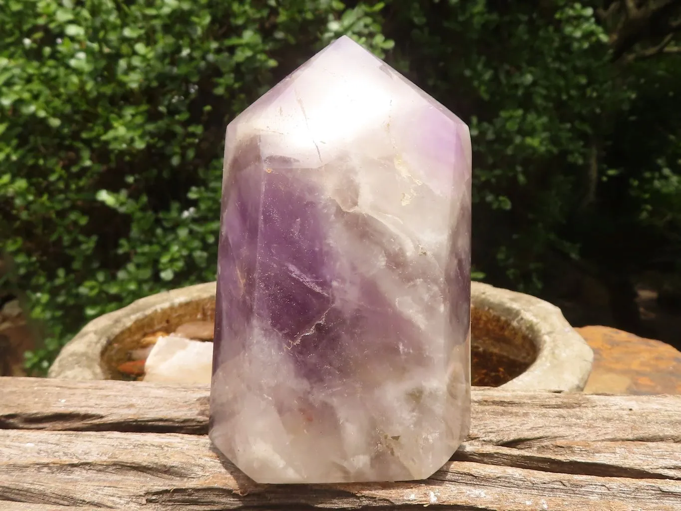 Polished Smokey Banded Dream Amethyst Points x 2 From Madagascar