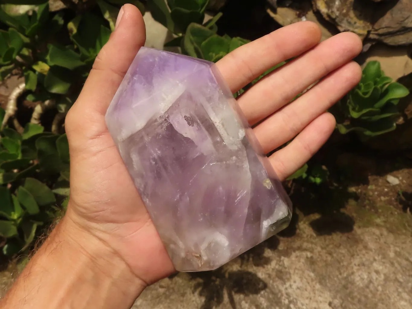 Polished Smokey Banded Dream Amethyst Points x 2 From Madagascar