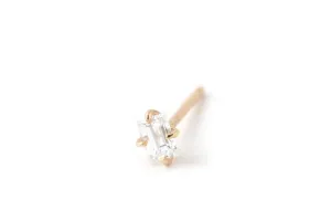 Prong set emerald square diamond stud earring - half pair
