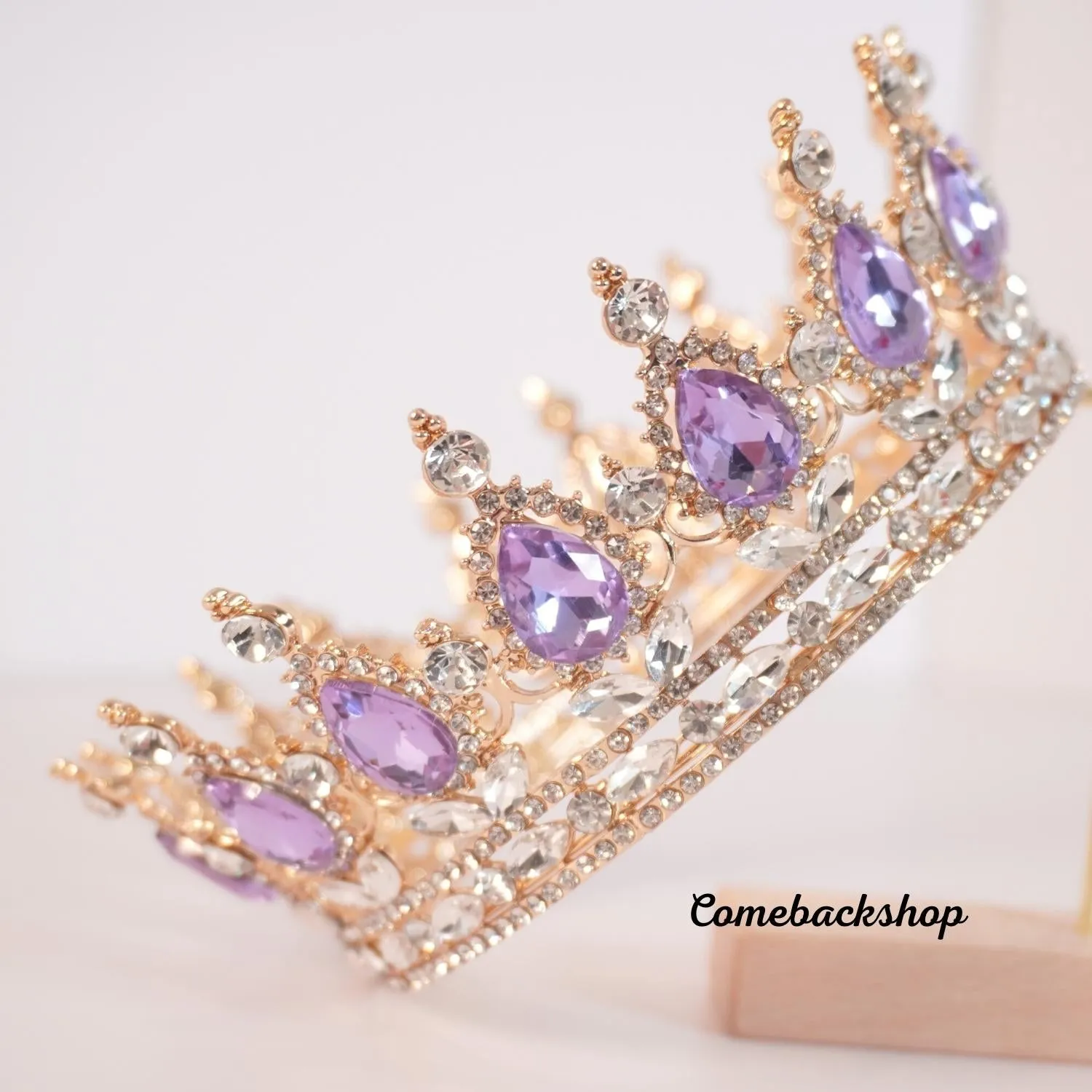 Purple Crystal Circle Bridal Diadem Royal Queen Round Tiaras Bride Head Ornaments Banquet Wedding Crown Hair Jewelry Ornament