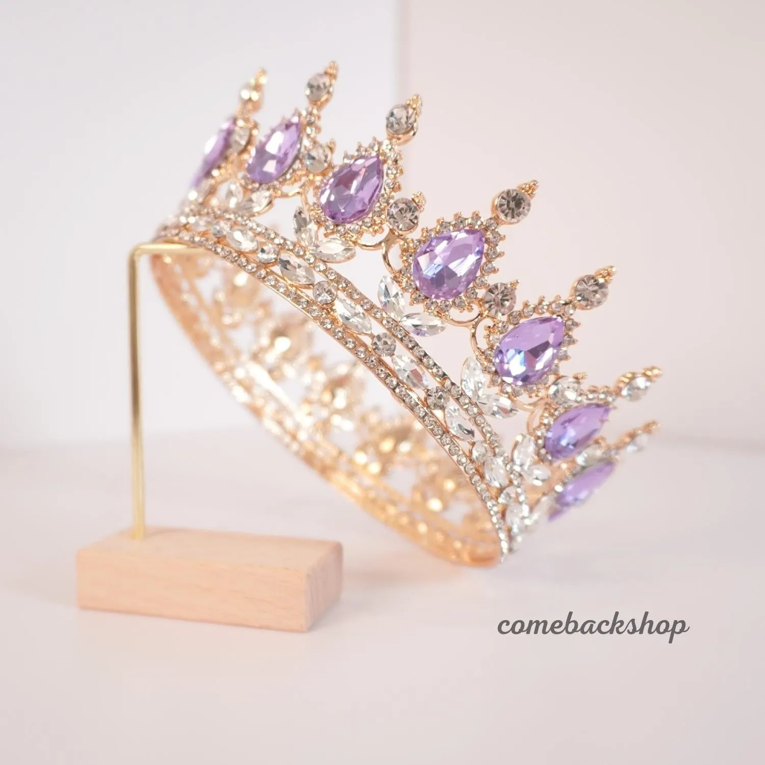 Purple Crystal Circle Bridal Diadem Royal Queen Round Tiaras Bride Head Ornaments Banquet Wedding Crown Hair Jewelry Ornament