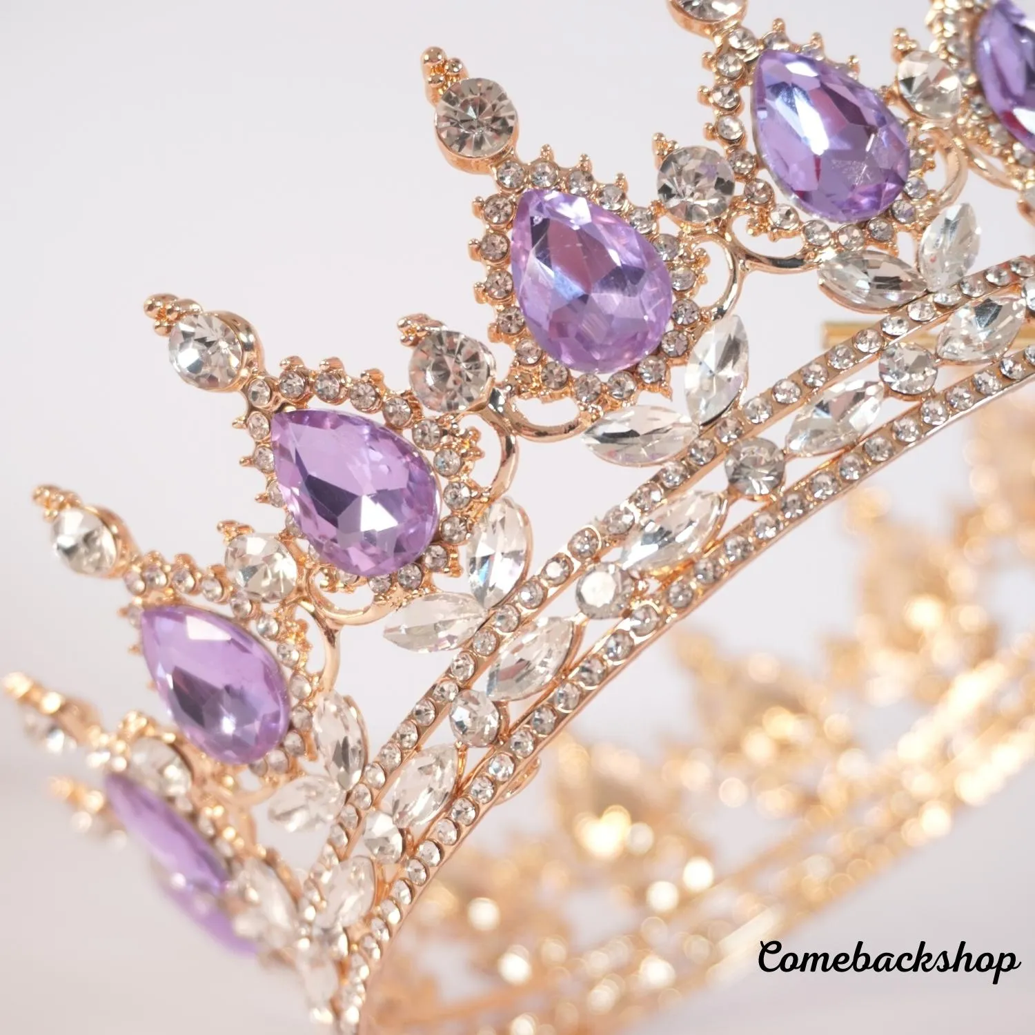 Purple Crystal Circle Bridal Diadem Royal Queen Round Tiaras Bride Head Ornaments Banquet Wedding Crown Hair Jewelry Ornament