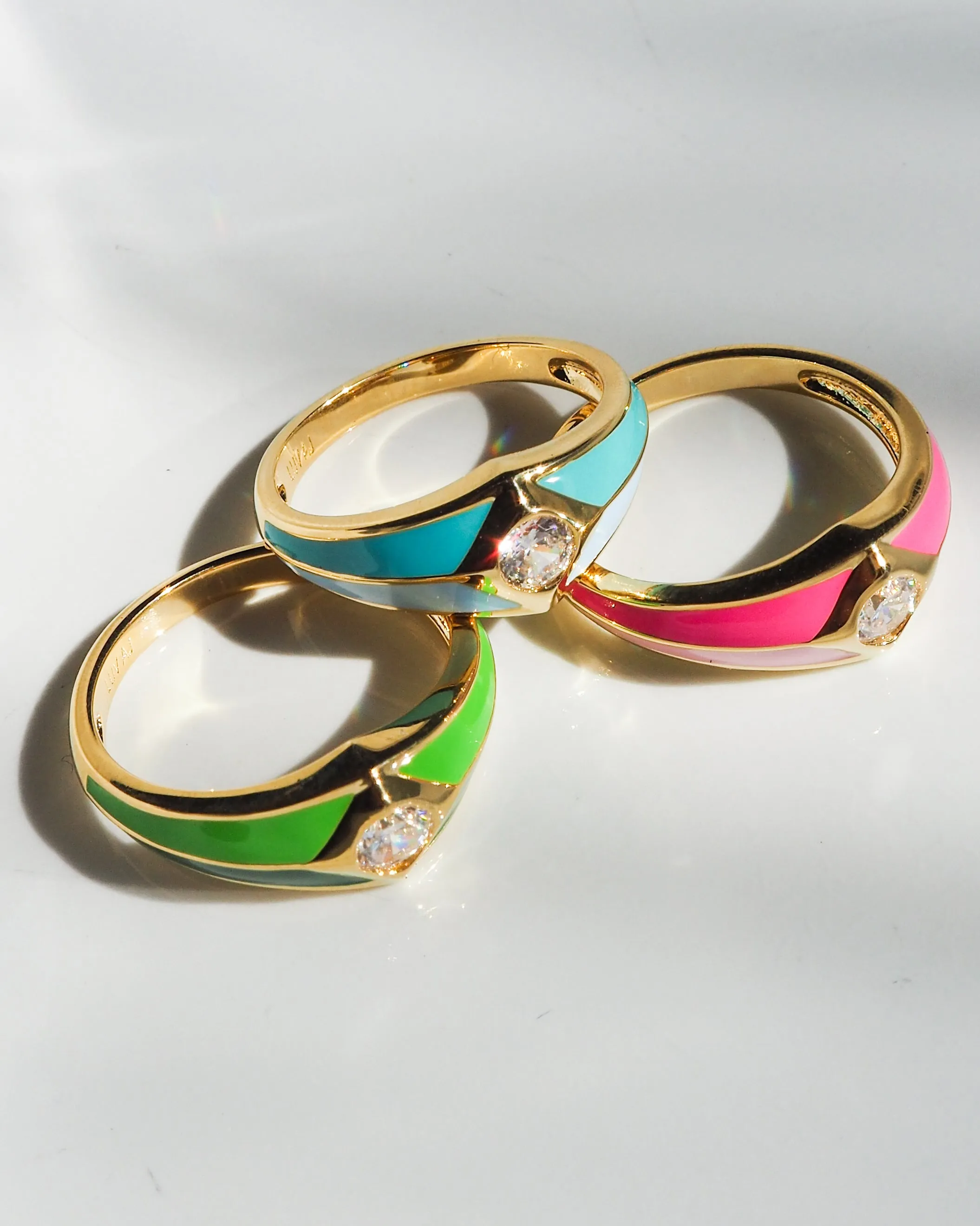 Pyramid Stud Signet Ring- Blue- Gold