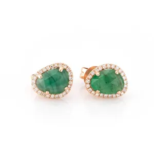 Raw Cut Emerald Studs