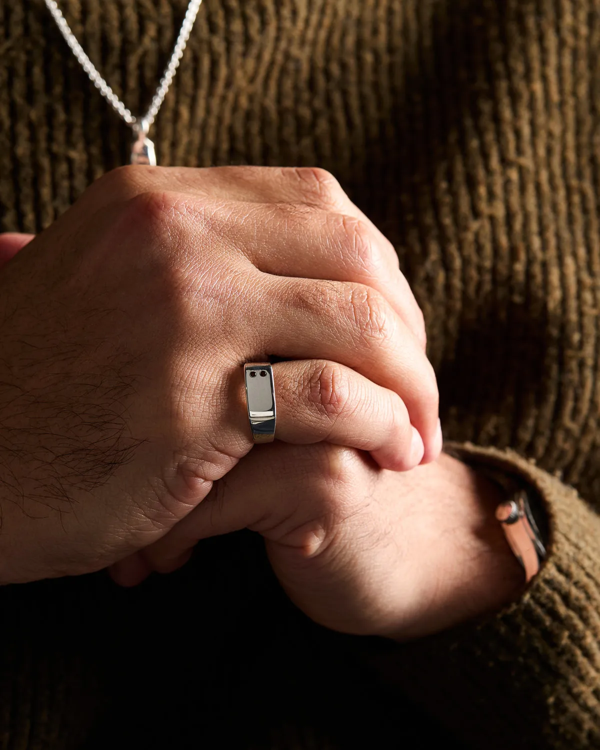 Rectangle Stone Signet Ring | Silver