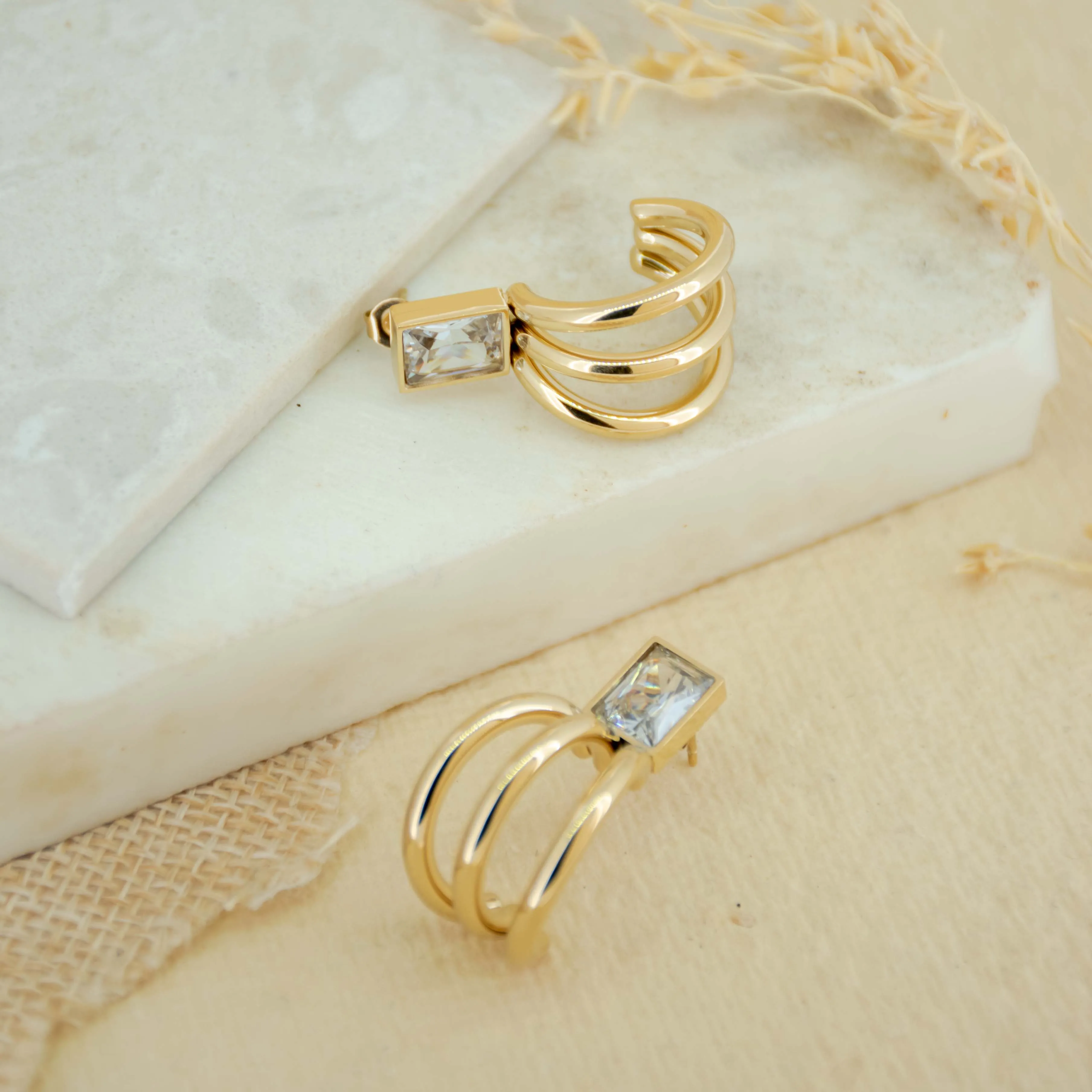 Rectangular Triple Earrings