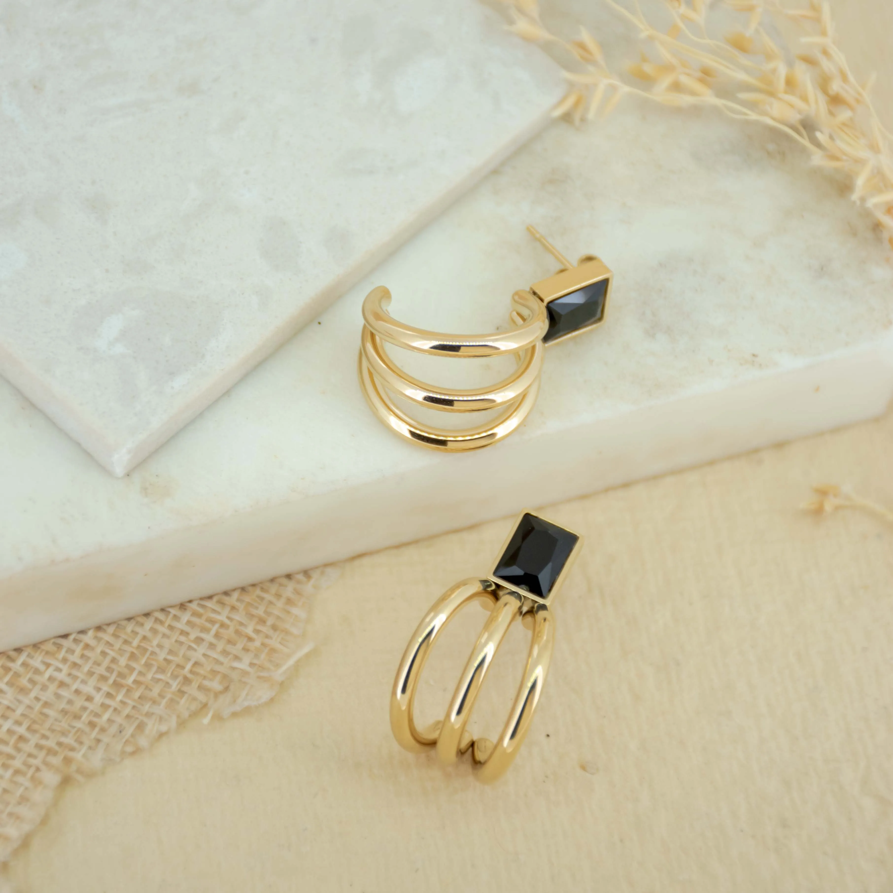Rectangular Triple Earrings