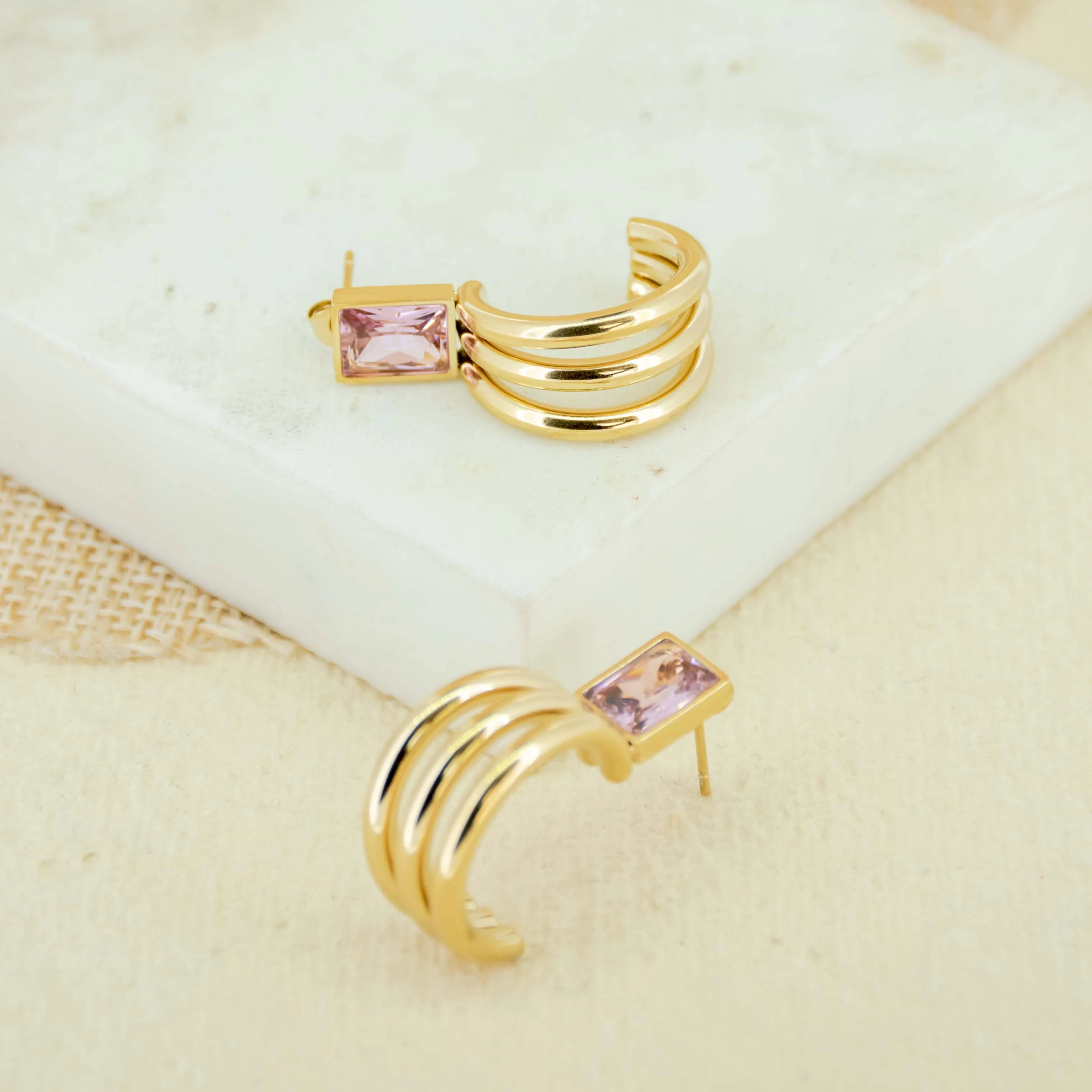 Rectangular Triple Earrings
