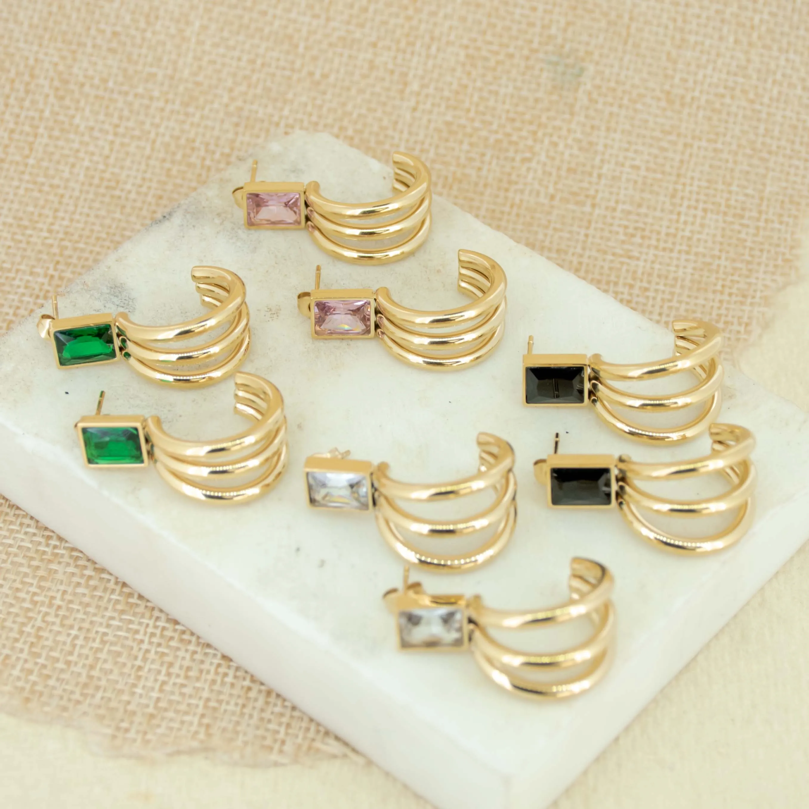 Rectangular Triple Earrings