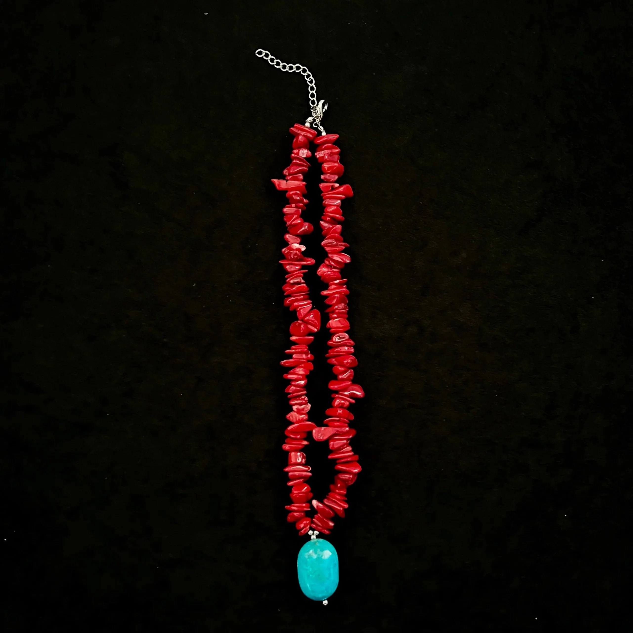 Red Coral Turquoise Nugget Stone Nugget Necklace
