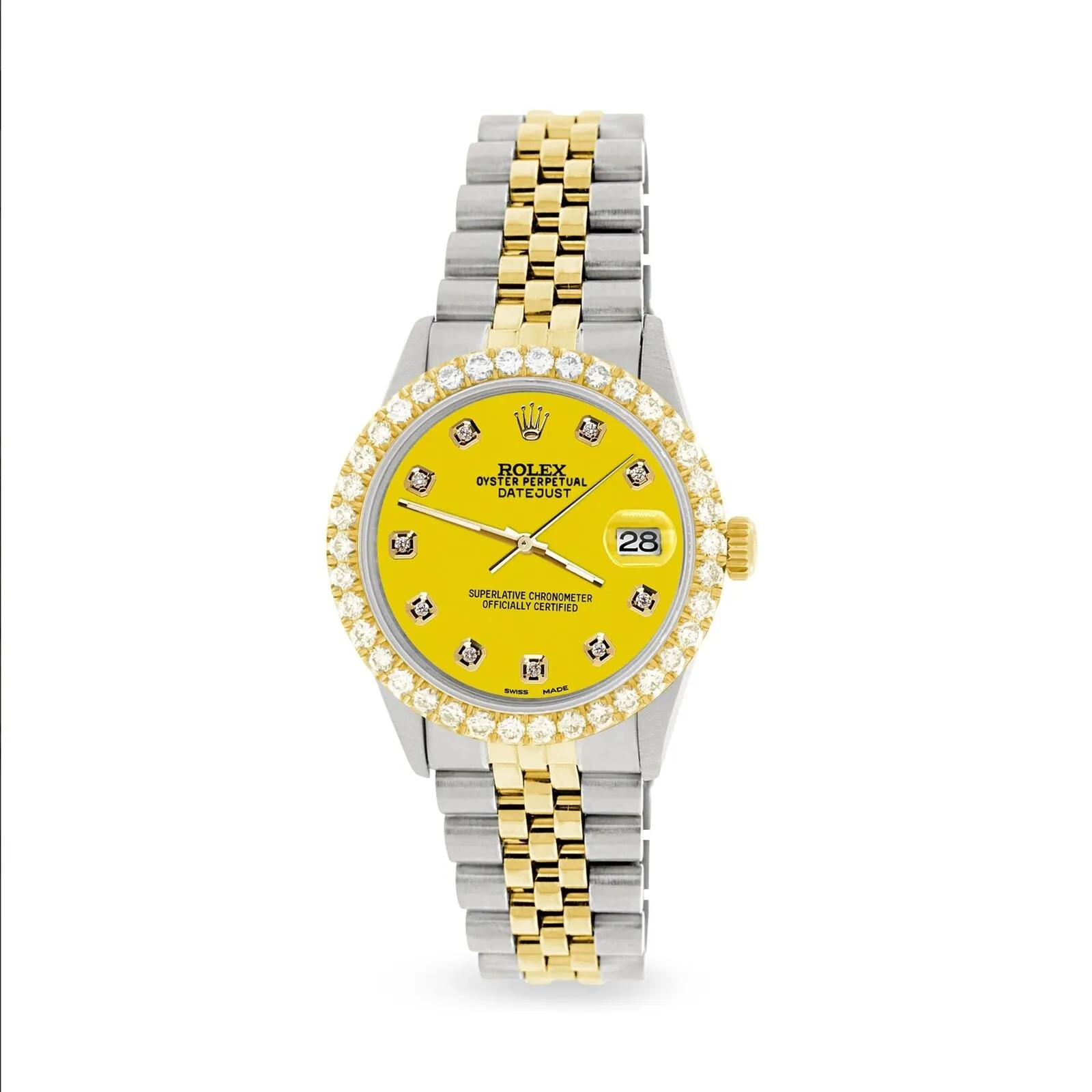 Rolex Datejust 36mm 2-Tone Watch 3.05ct Diamond Bezel/Yellow Diamond Dial TFJ-142508532