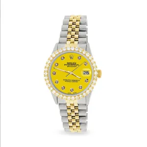 Rolex Datejust 36mm 2-Tone Watch 3.05ct Diamond Bezel/Yellow Diamond Dial TFJ-142508532