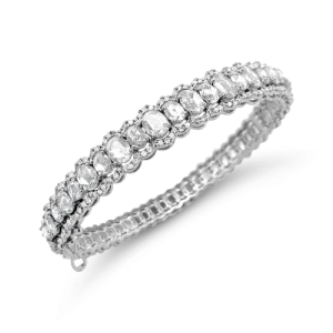 Rose Cut Oval Diamond Bangle Bracelet