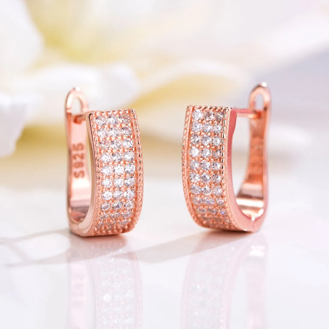Rose Gold Radiance 925 Sterling Silver Hoop Earrings