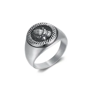 ROUND PRAYING HANDS SIGNET RING