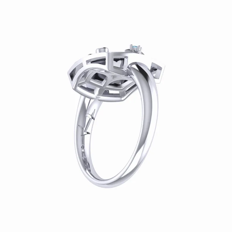 Sagittarius Archer Blue Topaz & Diamond Constellation Signet Ring in Sterling Silver