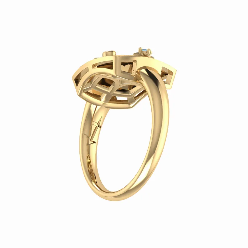 Sagittarius Archer Blue Topaz & Diamond Constellation Signet Ring in Sterling Silver