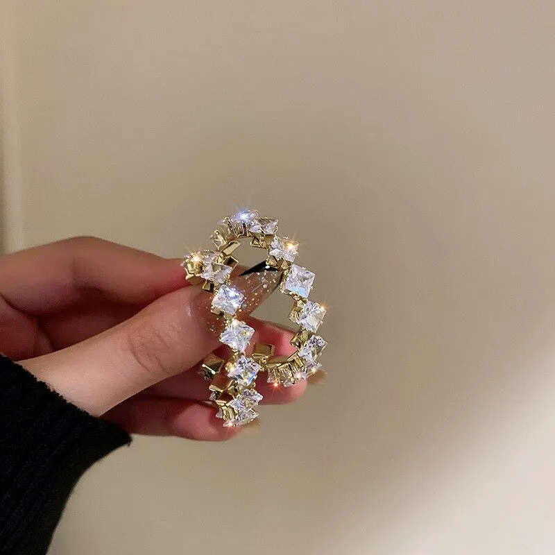 Shimmer and Shine Zircon Adorned Hoop Earrings