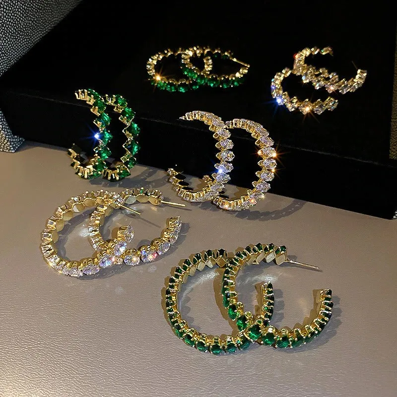 Shimmer and Shine Zircon Adorned Hoop Earrings