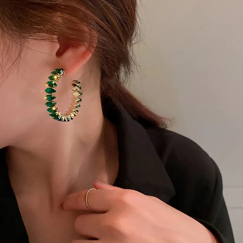 Shimmer and Shine Zircon Adorned Hoop Earrings