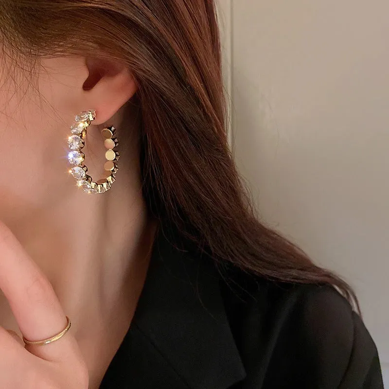 Shimmer and Shine Zircon Adorned Hoop Earrings