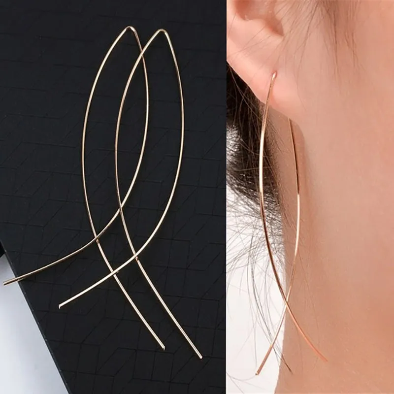 Shining Rhinestone Bejeweled Long Tassel Ear Cartilage Cuff Earrings