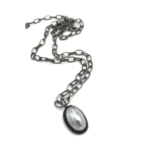 Silver Grey Luster Oval Layering Necklace