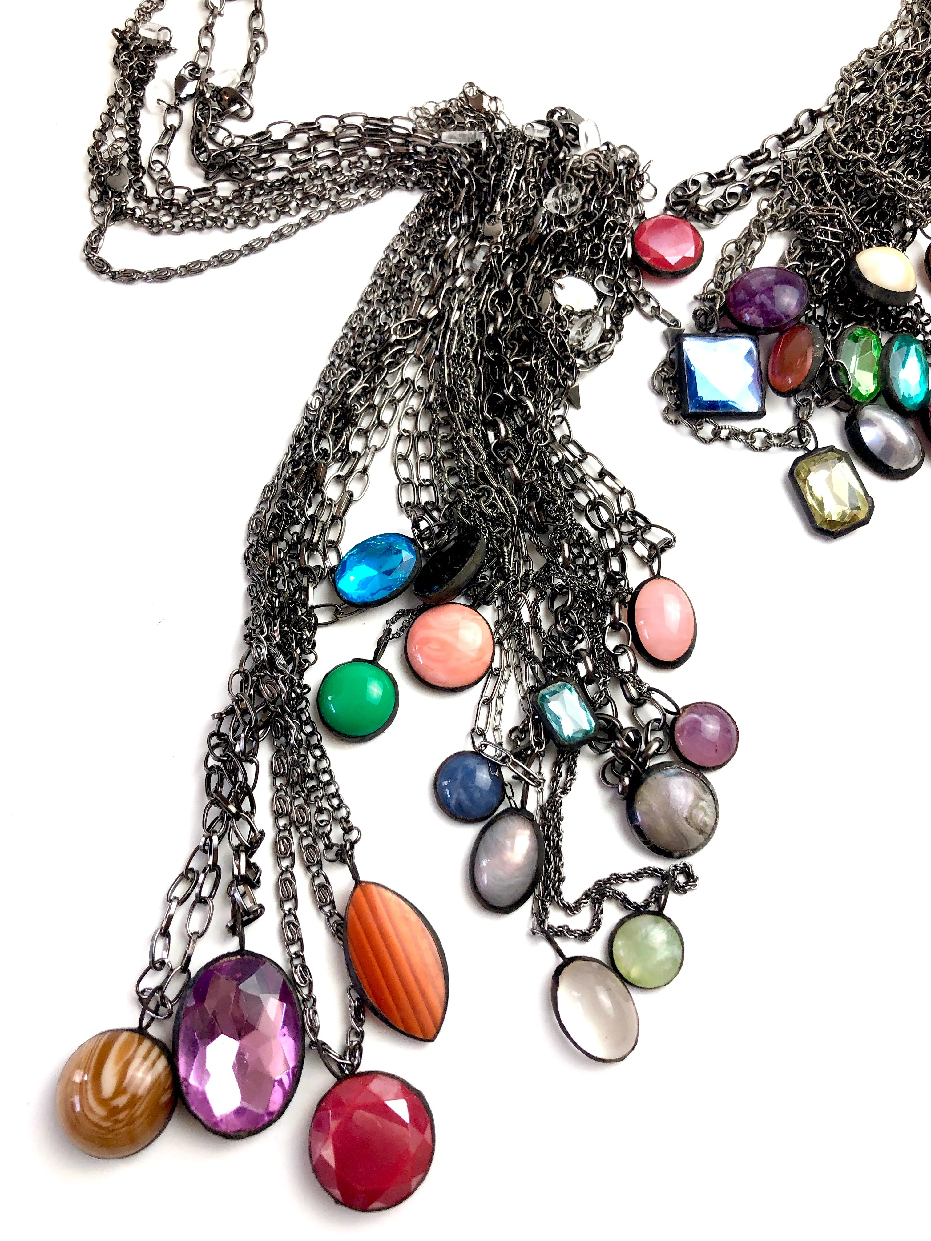 Silver Grey Luster Oval Layering Necklace