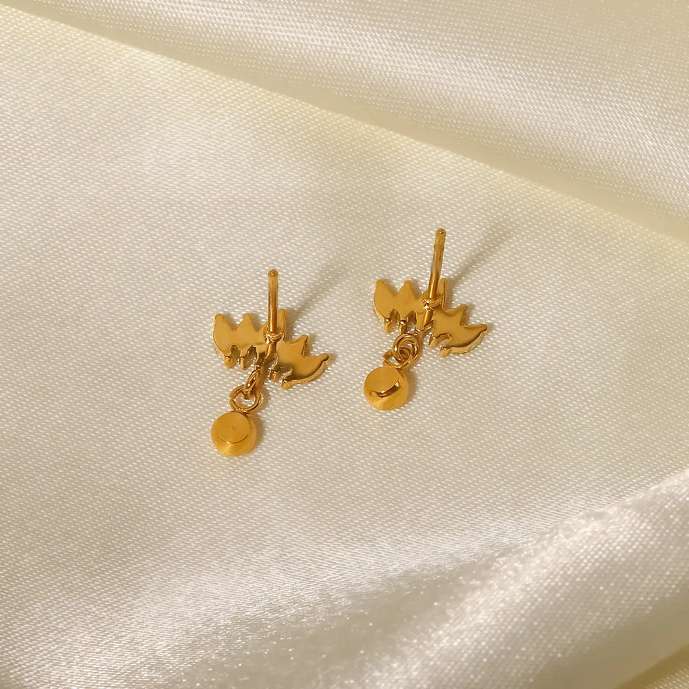 SISSLIA High Quality Niche Design Fine&18k Gold Crown White Zircon Earrings for Women