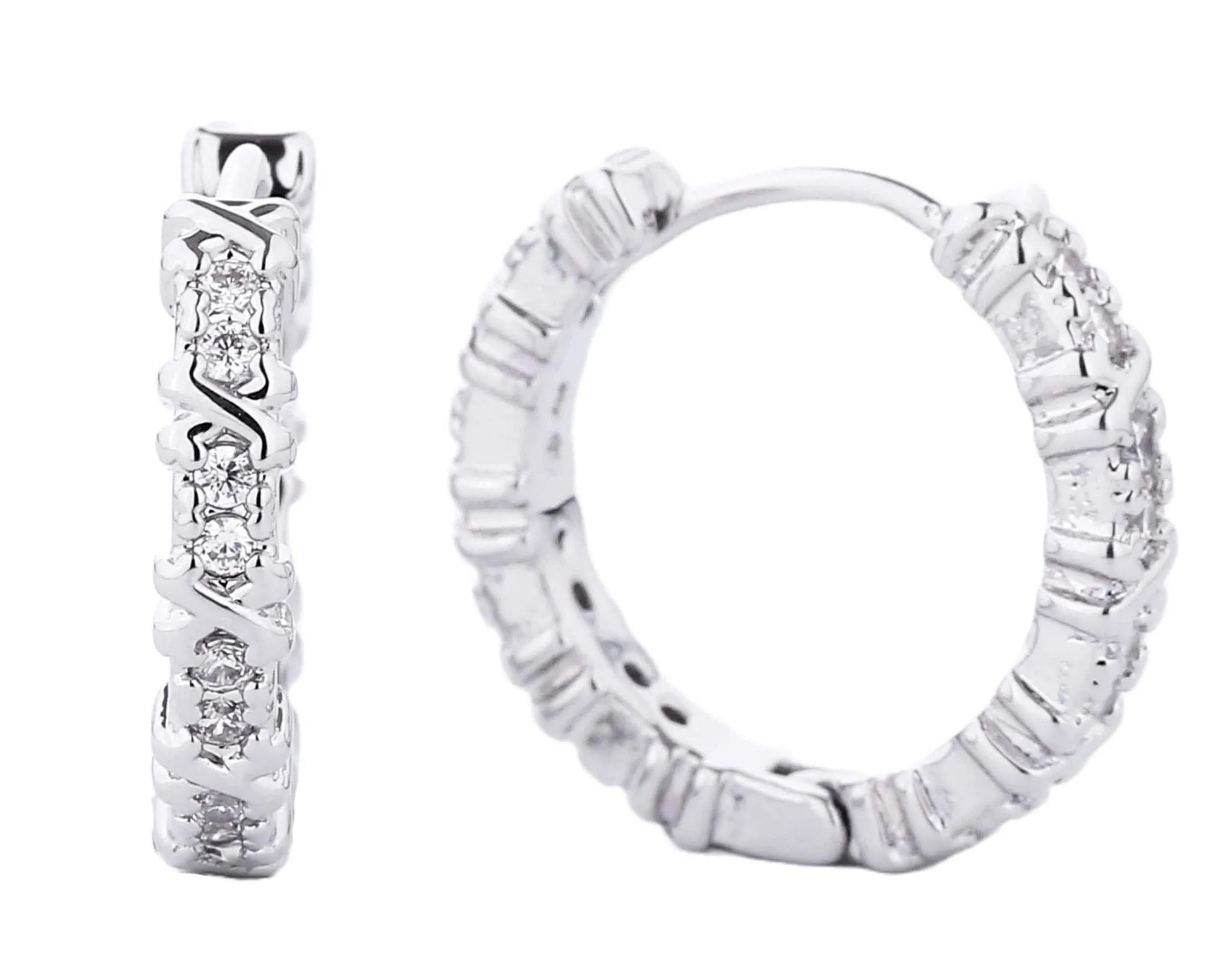 SJE310183 14K Gold Dipped CZ Paved Hoop Earrings